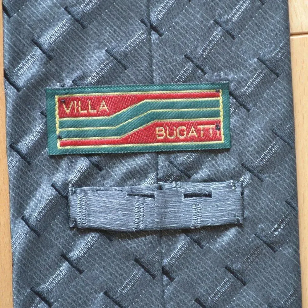 Bugatti 80s Tie Gray Black Vintage